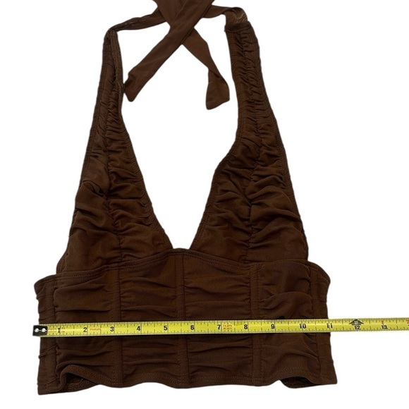 Edikted Brown Mesh Halter Corset Crop Top XS - Picture 8 of 10